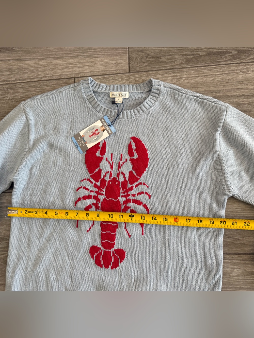 Mighty Fine|Pale Blue Crewneck knit Sweater-Red Lobster Novelty•Coastal Nautical - Picture 12 of 15